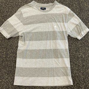 Brooks Brothers Grey Cotton Feeder Stripe T-Shirt